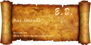 Bai Dezső névjegykártya